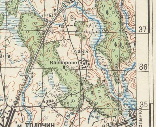  Kasperowo, ferma   (Stare-Tołoczyńska wołość  ). Фрагмент карты ГШ РККА 1936 года