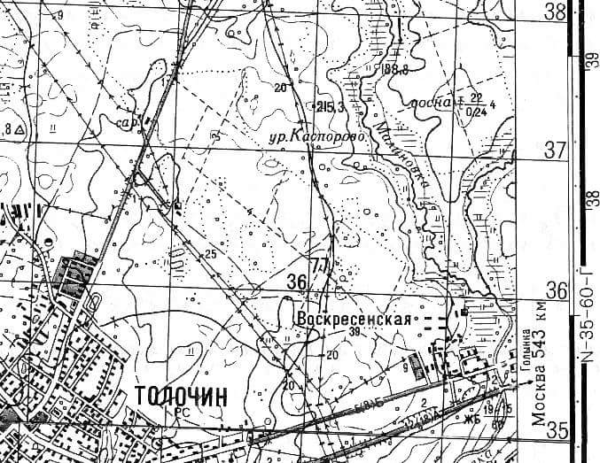  Kasperowo, ferma   (Stare-Tołoczyńska wołość  ). Фрагмент карты 1976 года