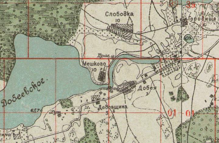  Дедовщина, деревня (Михаловщинская волость). Дедовщина на карте нач. ХХ века