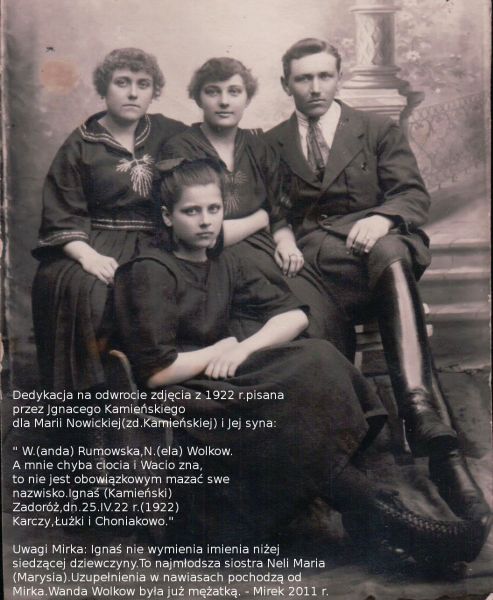  Карчи Струйские, фольварк (Плиса сельская гмина). Ignacy Kamieński junior<br>z Wołkównymi - Zadoroże 25.04.1922