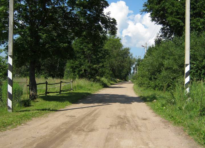  Krasnyy Bor, village (Gayno-Slobodskaya volost). Дарога праходзіць цераз вёску...
