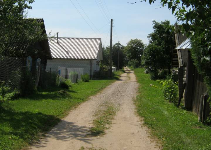  Sliżyno, wieś   (Januškavicki sielsowiet  ). Старая вуліца Сліжына...