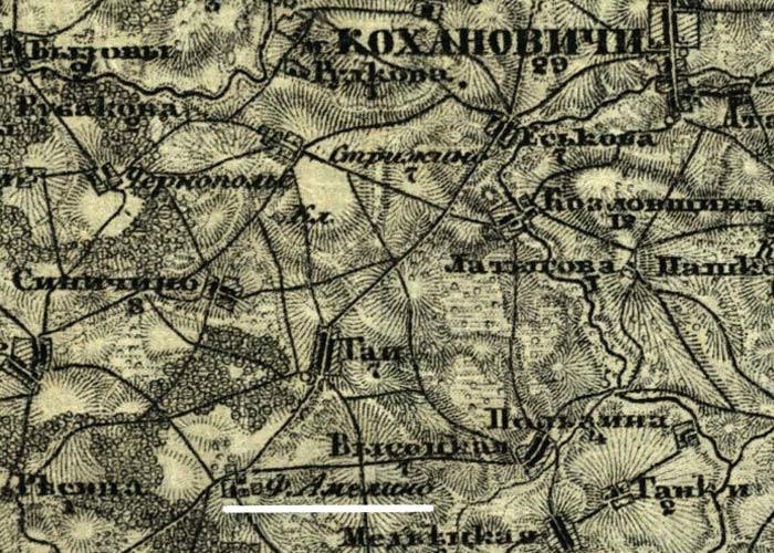  Amelino, majątek (Kochanowicka wołość  ). Folwark Amelino na mapie wojskowej (tz. mapa Mende i Shubierta)