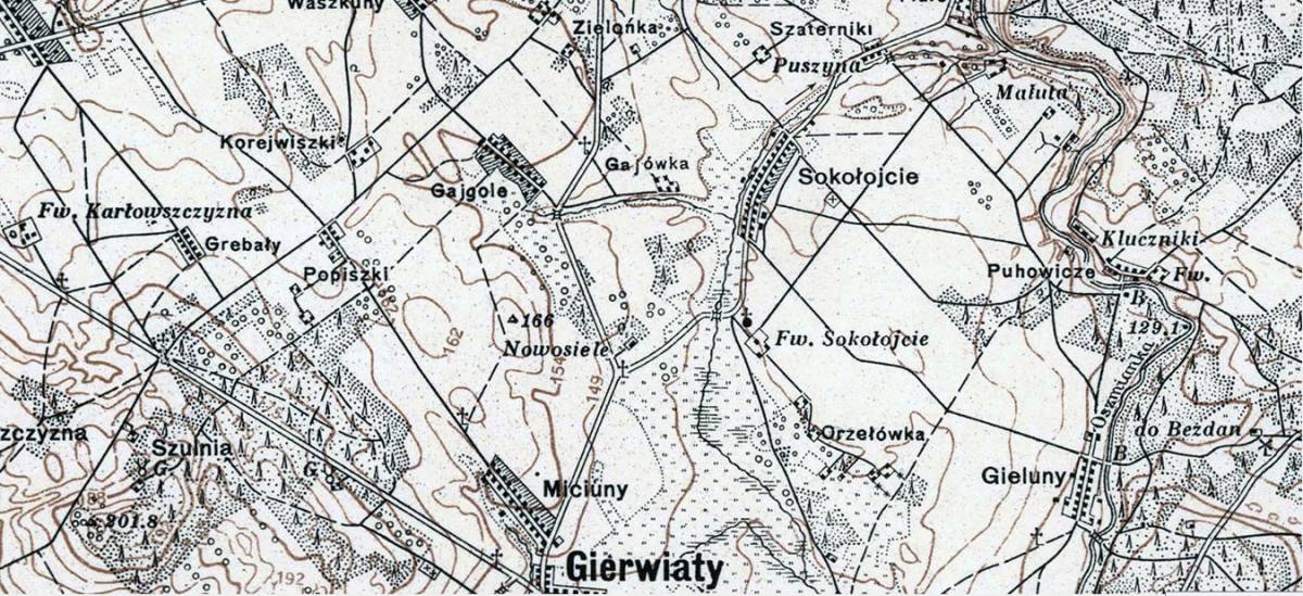  Гаёвка, застенок (Гервяты сельская гмина). Map showing Gajowka in Gierwiaty Wilno-Troki approx 1929