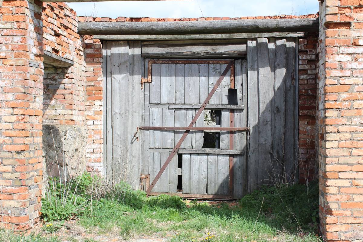  Medvedovo, village (Miažanski rural council). Немногое, что осталось от коровника.