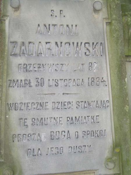  ,  ( ). Zadarnowski Antoni - nagrobek w Kobryniu, zm. 1884