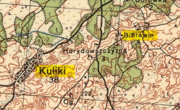  Bielawino, zaścianek (Miadzioł rural commune). Bielawin na mapie zabudowania folwarku i zaścianka