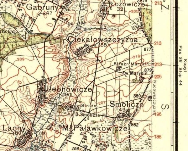  Ciekałowszczyzna, wieś   (Łanski sielsowiet  ). 