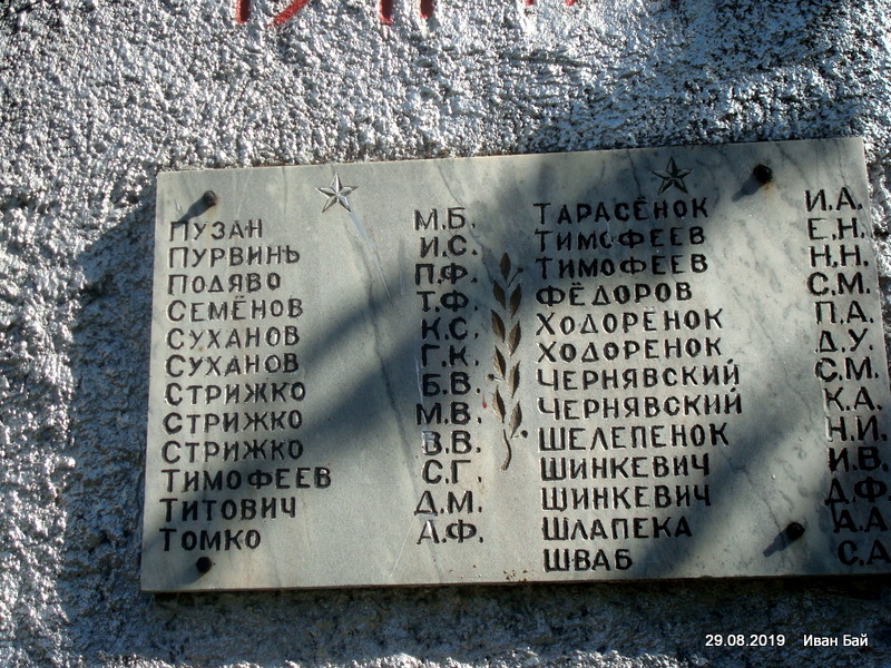  Ikaźń, agrotown (Ciacierkaŭski rural council). Фамилии погибших