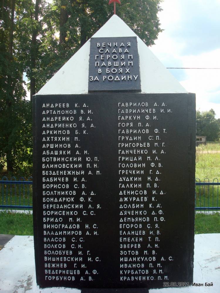  Мішневічы, вёска (Мішневіцкі сельсавет). Памятник с фамилиями захороненых