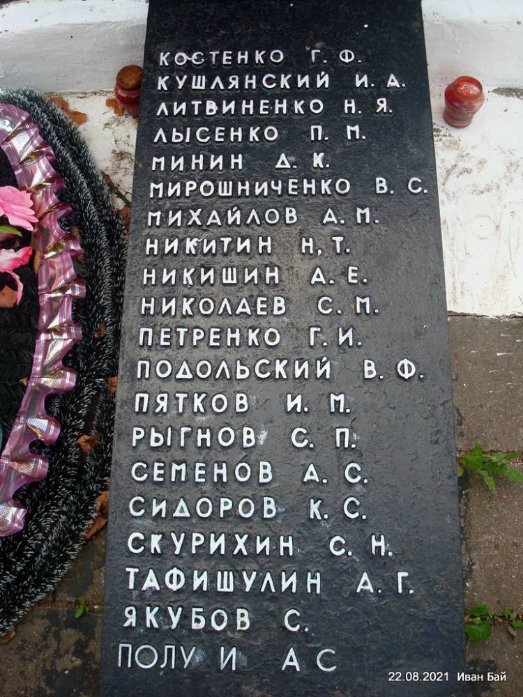  Mishnevichi, village (Mišnievicki rural council). Фамилии захороненых в Братской могиле