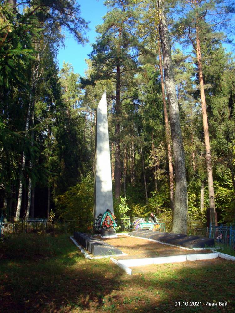  Pukanaŭka 2, wieś   (Zajeziorje sielsowiet  ). Братская могила