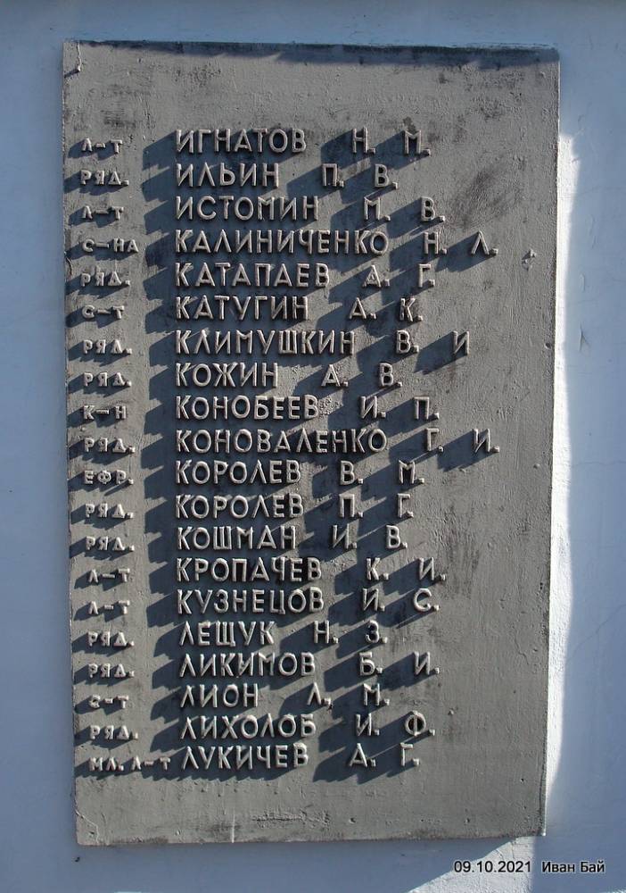  Сар’я, аграгарадок (Сар’янскі сельсавет). Фамилии захороненных в Братской могиле