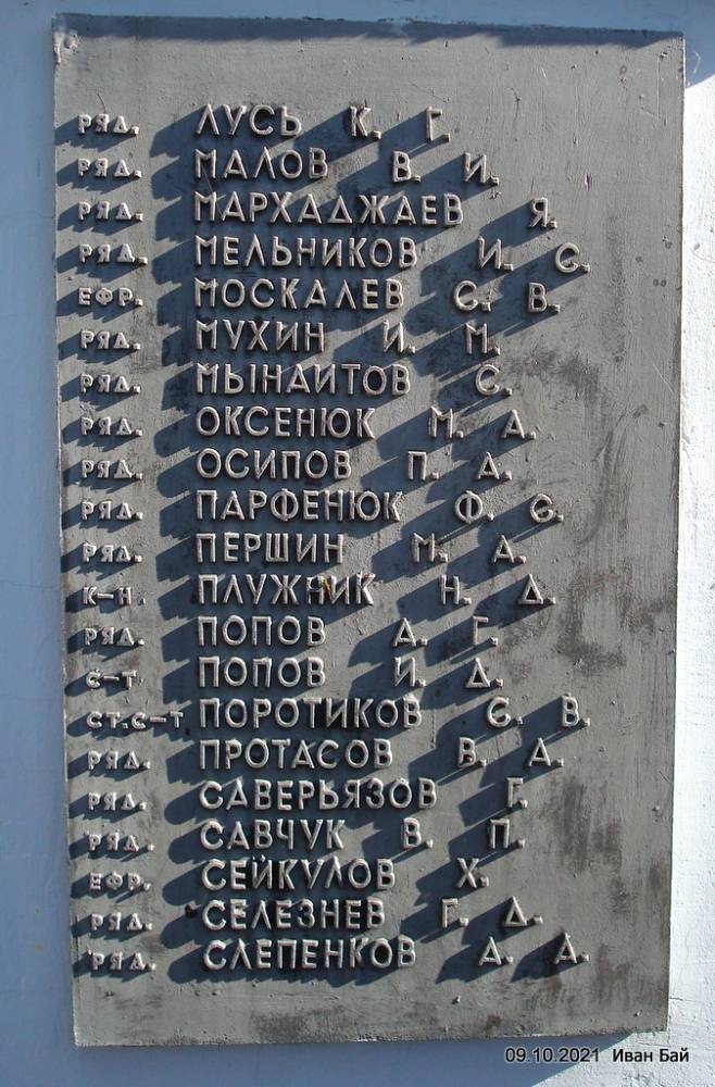  Сарья, агрогородок (Сарьянский сельсовет). Таблица с фамилиями захороненных воинов