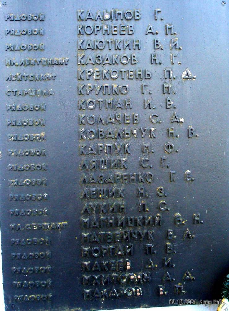  Сар’я, аграгарадок (Сар’янскі сельсавет). Фамилии погибших воинов