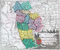 Мапа Магілёўскага намесніцтва, падзеленая на 12 паветаў, 1792 год