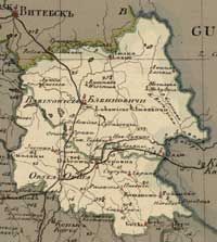 Карта Оршанского и Бабиновичского уездов, 1820 год