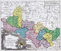 Мапа Полацкага намесніцтва, падзеленая на 11 паветаў, 1796 год